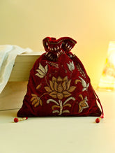 Shahi Nazakat. Zardozi & Resham Embroidered Evening Potli Bag - Gulbano