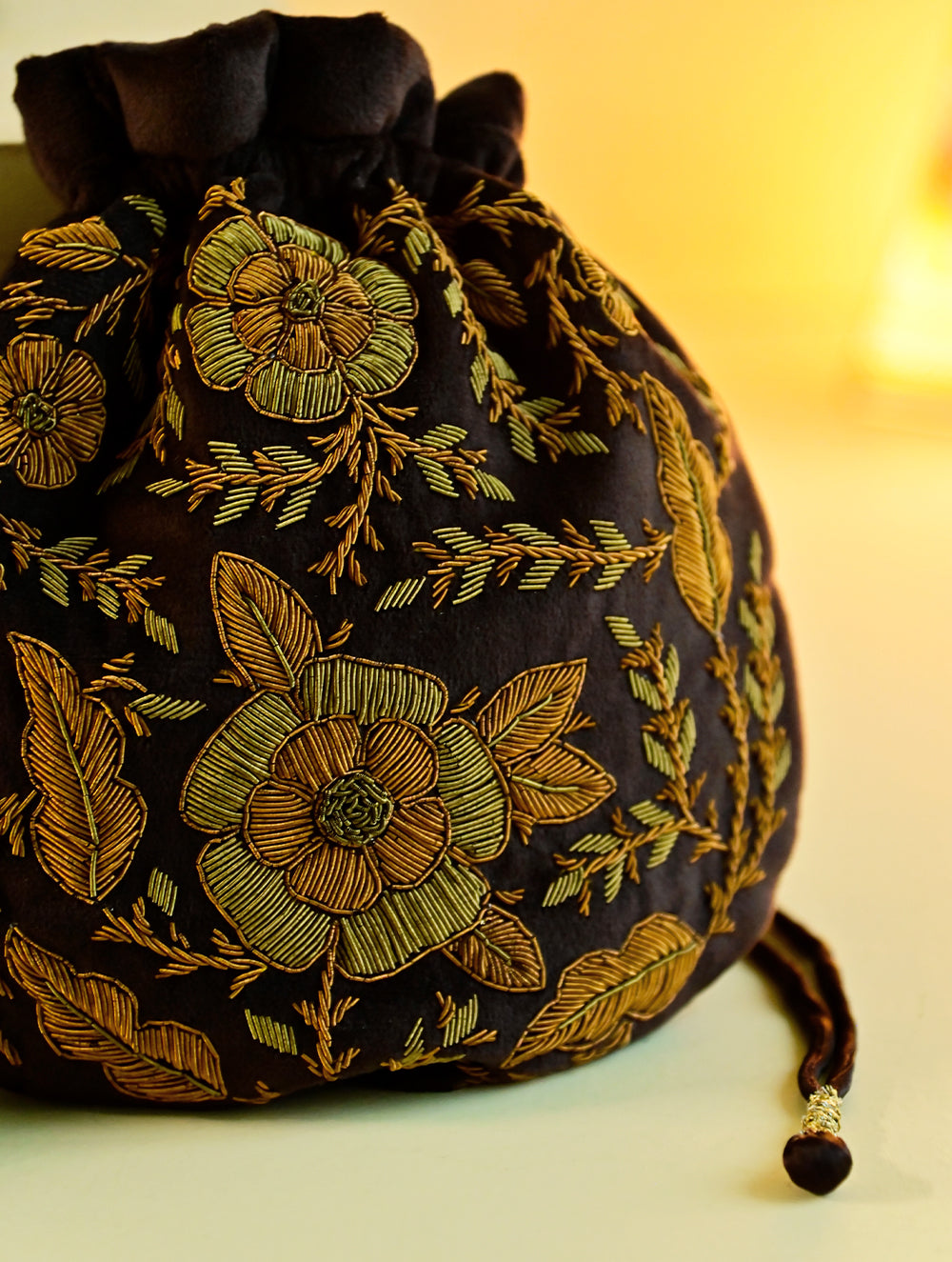 Shahi Nazakat. Zardozi & Resham Embroidered Evening Potli Bag - Mahira