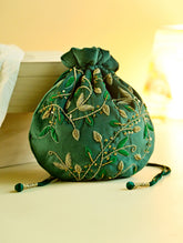 Shahi Nazakat. Zardozi & Resham Embroidered Evening Potli Bag - Gulrukh
