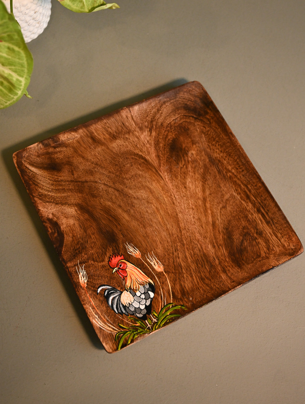 The Pahadi Serveware : Handmade Uttarakhand Wooden Platter - Rooster