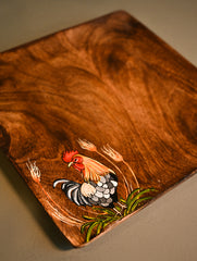 The Pahadi Serveware : Handmade Uttarakhand Wooden Platter - Rooster