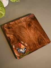 The Pahadi Serveware : Handmade Uttarakhand Wooden Platter - Rooster