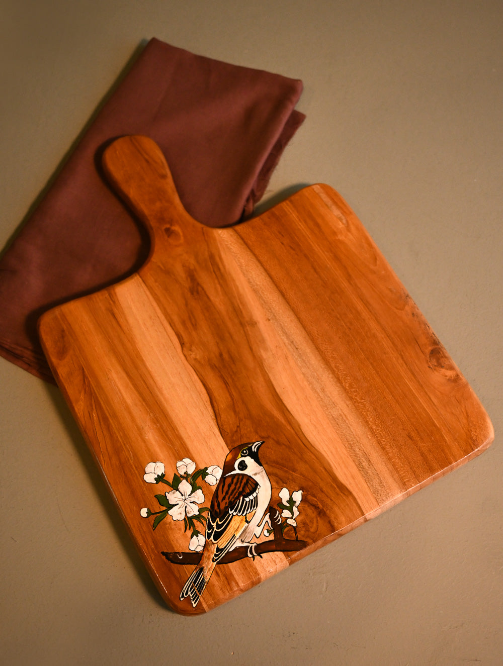 The Pahadi Serveware : Handmade Uttarakhand Wooden Cheese Board - Bird & Blossoms