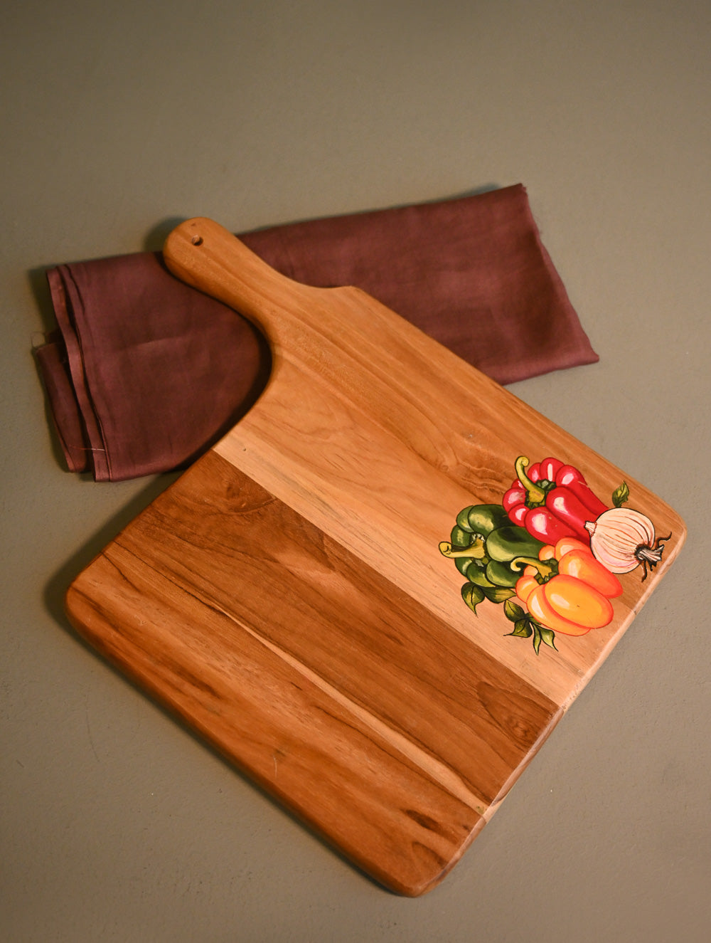The Pahadi Serveware : Handmade Uttarakhand Wooden Cheese Board - Vegetable Harvest