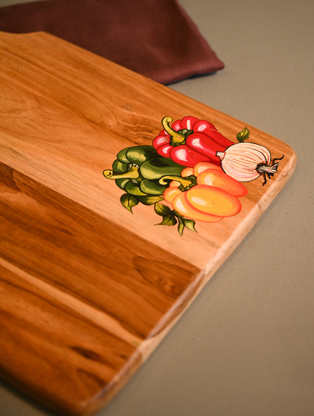 The Pahadi Serveware : Handmade Uttarakhand Wooden Cheese Board - Vegetable Harvest