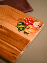 The Pahadi Serveware : Handmade Uttarakhand Wooden Cheese Board - Vegetable Harvest