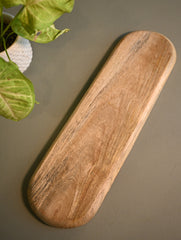 The Pahadi Serveware : Handmade Uttarakhand Wooden Long Tray - Bird and Blossoms