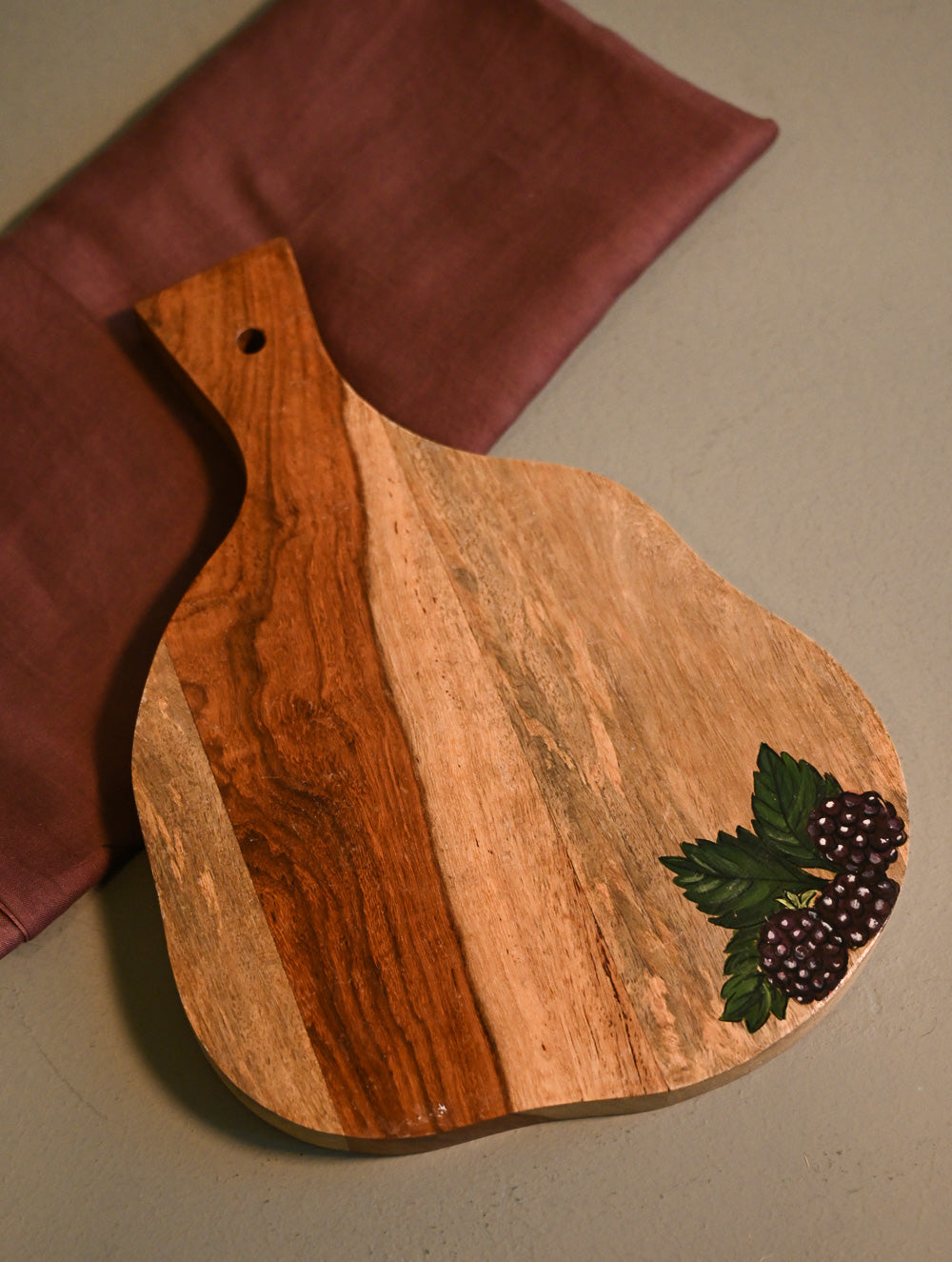 The Pahadi Serveware: Handmade Uttarakhand Wooden Cheese Board- Lush Berries