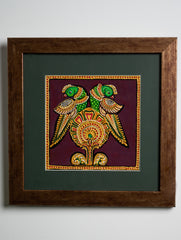 Tanjore Art Framed Painting - The Parrots, 11"