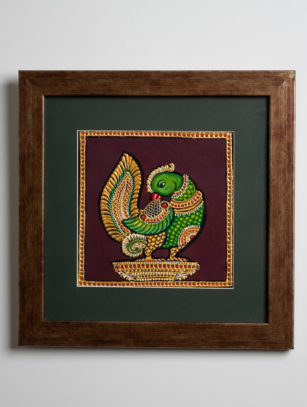 Tanjore Art Framed Painting - The Peacock, 11"