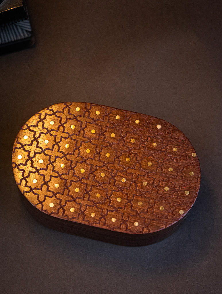 Tarakashi Wooden Inlay Decorative Box- Star Pattern