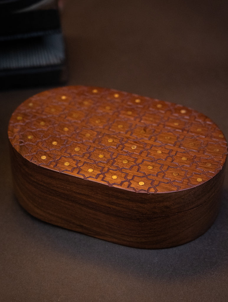 Tarakashi Wooden Inlay Decorative Box- Star Pattern