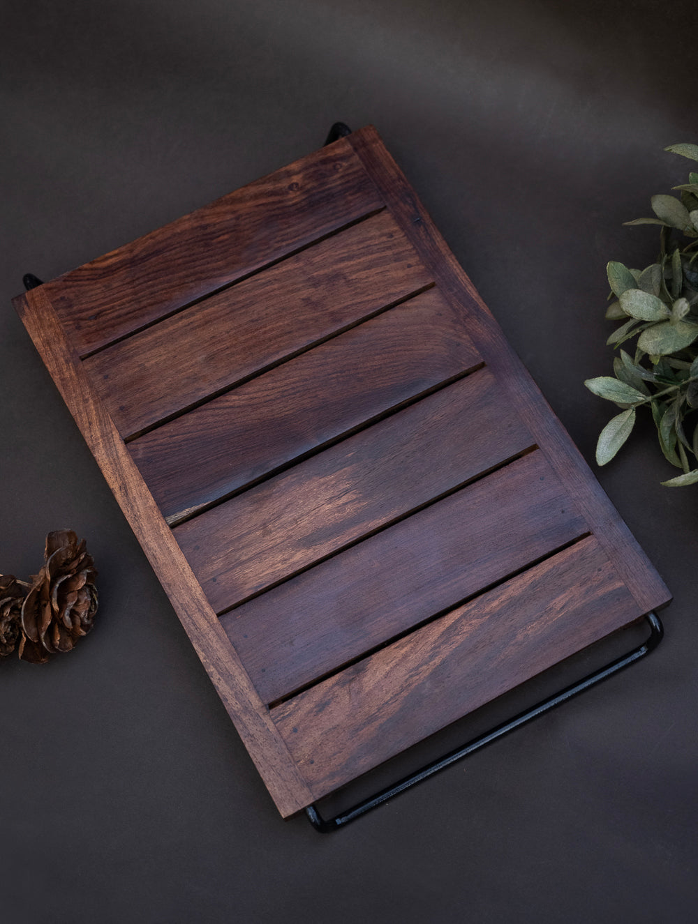Tarakashi Wooden Inlay Decorative Tray- Floral