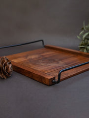 Tarakashi Wooden Inlay Decorative Tray- Floral