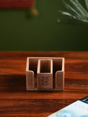 The India Craft House Intricate, Wooden Jaali Card and Paper Holder (Set of 2)