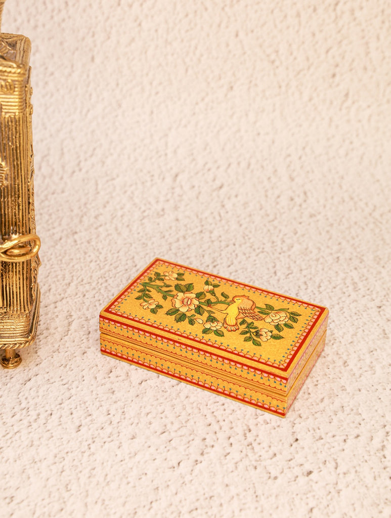 The Shahi Collection - Exclusive, Fine Kashmiri Art Utility Box - Bird & Flowers
