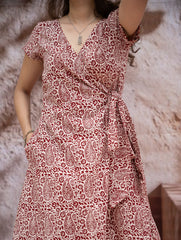The Work Edit. Bagh Print Cotton Wrap Dress - Paisleys