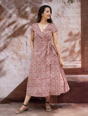 The Work Edit. Bagh Print Cotton Wrap Dress - Paisleys