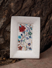 The Gulraiz Collection. Exclusive Blooms Marble Inlay Tray (6" x 4'')