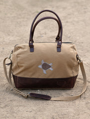 The Kantha & Canvas Duffle Bag - Khakhi Turtle