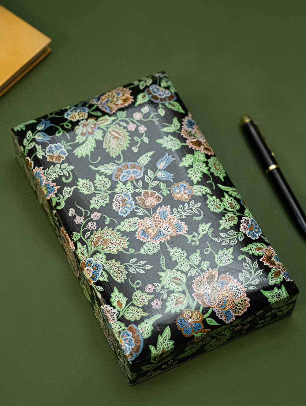 The Shahi Collection. Exclusive, Fine Kashmiri Art Decorative Box - Black Flora