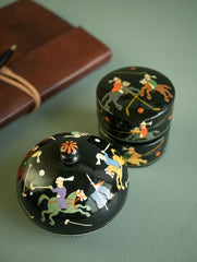 The Shahi Collection. Exclusive, Fine Kashmiri Art Decorative Box - Black Polo (Set of Three)