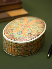 The Shahi Collection. Exclusive, Fine Kashmiri Art Decorative Box - Oval Paisley