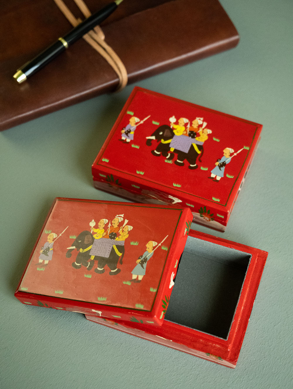 The Shahi Collection. Exclusive, Fine Kashmiri Art Decorative Box - Vibrant Sojourn (Set of Two)