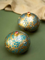 The Shahi Collection. Exclusive, Fine Kashmiri Art Decorative Dome Boxes - Paisleys (Set of 2)