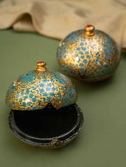 The Shahi Collection. Exclusive, Fine Kashmiri Art Decorative Dome Boxes - Paisleys (Set of 2)