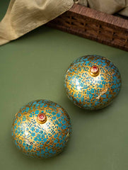 The Shahi Collection. Exclusive, Fine Kashmiri Art Decorative Dome Boxes - Paisleys (Set of 2)