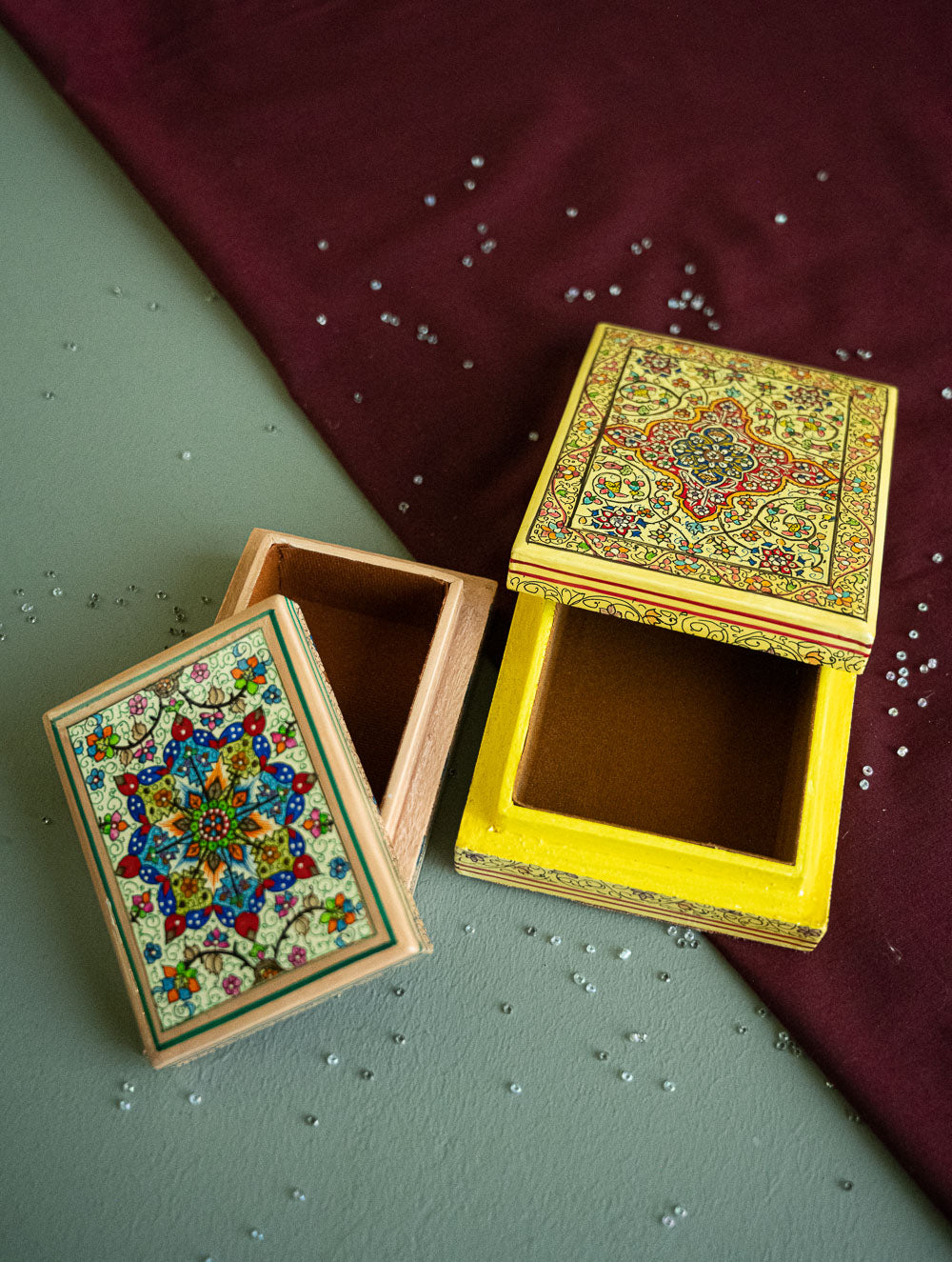 The Shahi Collection. Exclusive, Fine Kashmiri Art Utility Boxes - Baagh (Small, Set of 2)