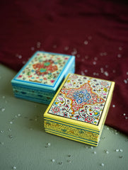 The Shahi Collection. Exclusive, Fine Kashmiri Art Utility Boxes - Noorani (Small, Set of 2)