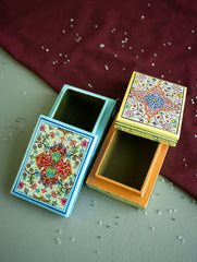 The Shahi Collection. Exclusive, Fine Kashmiri Art Utility Boxes - Noorani (Small, Set of 2)