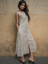 The Work Edit. Bagru Hand Block Printed Cotton Dress - Black Flora