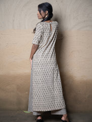 The Work Edit. Bagru Hand Block Printed Cotton Full Kurta Set - Black Florets (2 pc set)