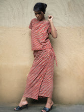The Work Edit. Bagru Hand Block Printed Cotton Wrap Skirt Set - Rust Flora (2 pc set)
