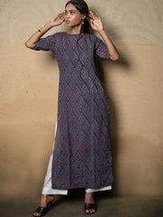 The Work Edit. Exclusive Hand Block Printed Cotton Kurta - Geometrics