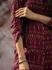 The Work Edit. Light & Soft. Ikat Handwoven Long Shirt - Ruby Stripes