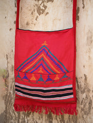 Handwoven Kashida Pattu Sling Bag - Red Vibrance
