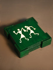 Warli Tales Coaster Set- Forest Gala (Set of 4)