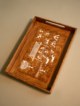 Warli Art Wooden Tray - Village Scenes