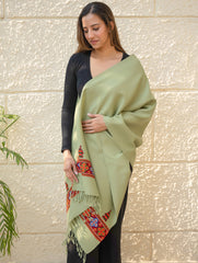 Warm & Cosy Signature Kinnauri Stole - Mist Green