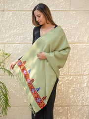 Warm & Cosy Signature Kinnauri Stole - Mist Green