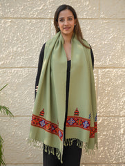 Warm & Cosy Signature Kinnauri Stole - Mist Green