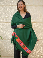 Warm & Cosy Signature Kinnauri Stole - Moss Grove