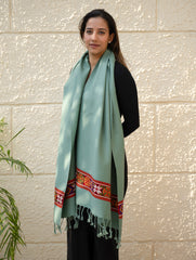 Warm & Cosy Signature Kinnauri Stole - Ocean Moss