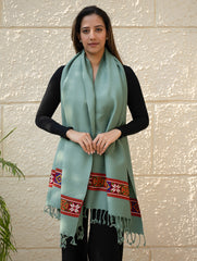 Warm & Cosy Signature Kinnauri Stole - Ocean Moss