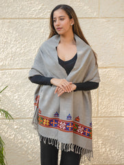 Warm & Cosy Signature Kinnauri Stole - Speckled Grey