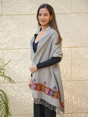 Warm & Cosy Signature Kinnauri Stole - Speckled Grey